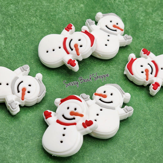 Gray Snowman Focal Bead
