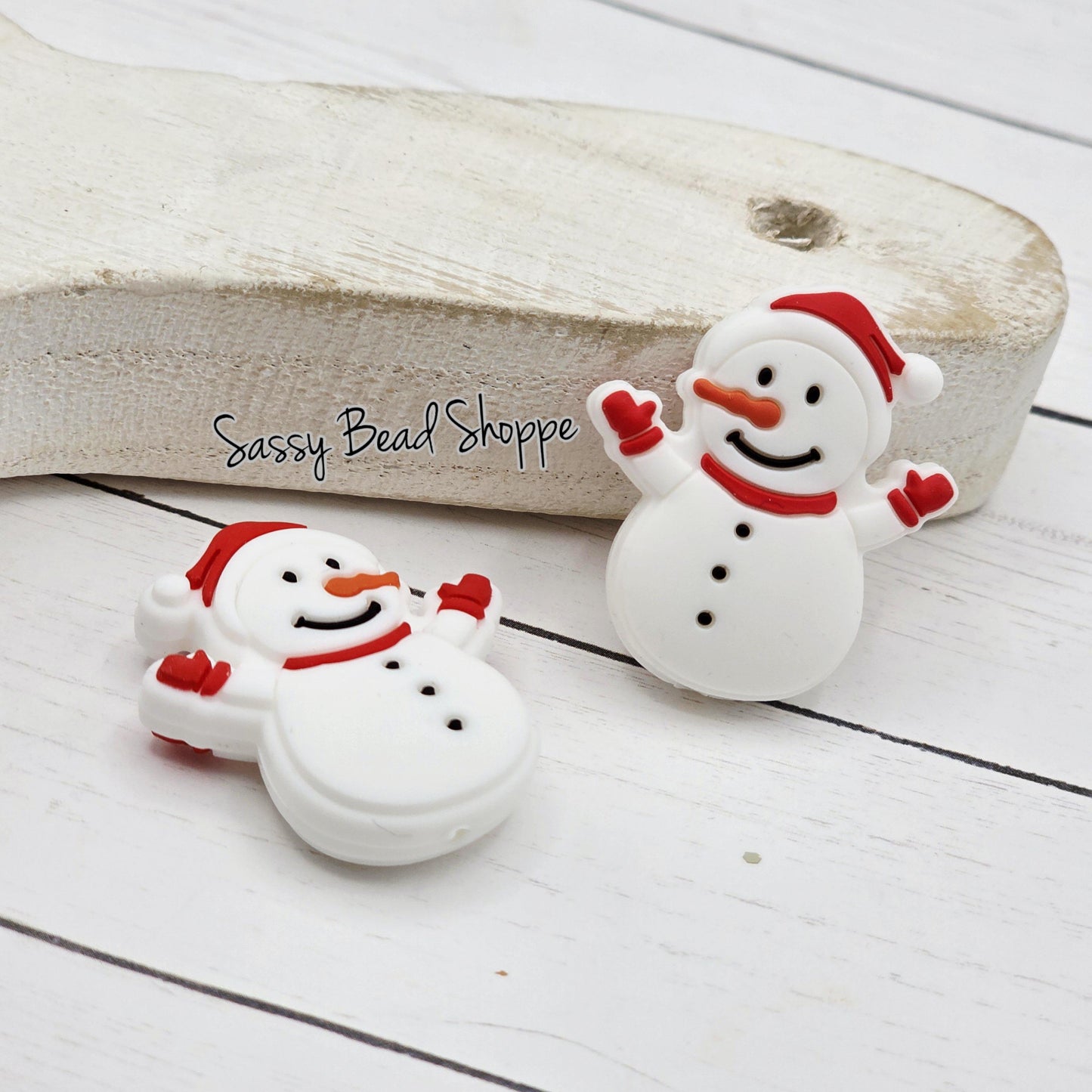 Gray Snowman Focal Bead