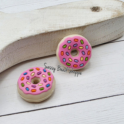 Pink Sprinkle Donut Focal Bead