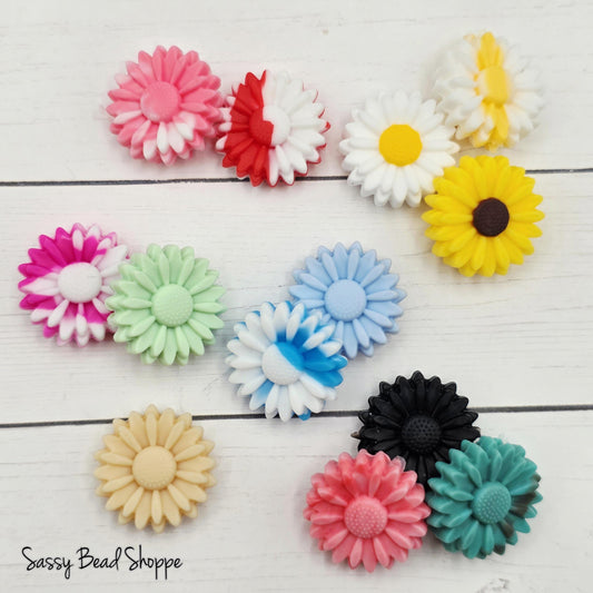 22mm Turquoise Marble Daisy Beads