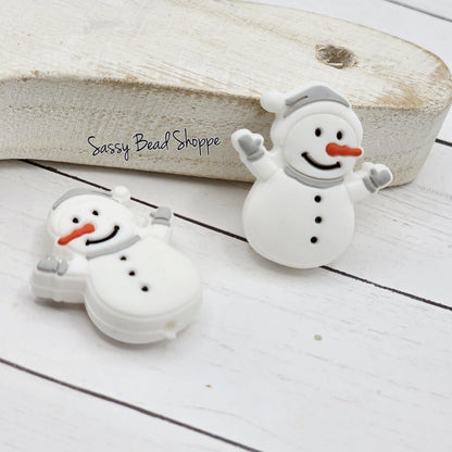 Gray Snowman Focal Bead