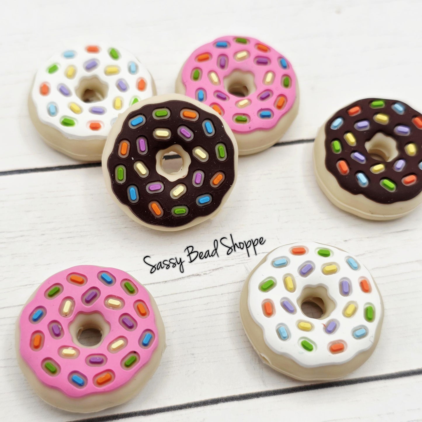 Pink Sprinkle Donut Focal Bead