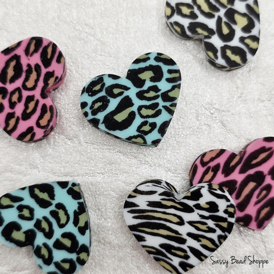 20mm Leopard Heart Focal Bead