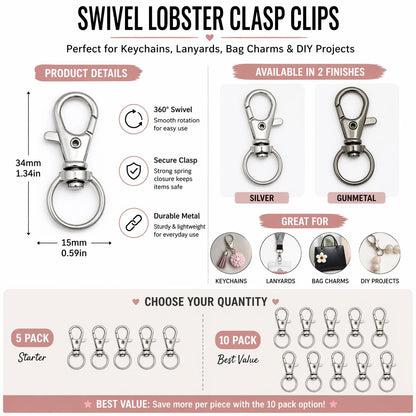 Silver Lanyard Swivel Lobster Clasp