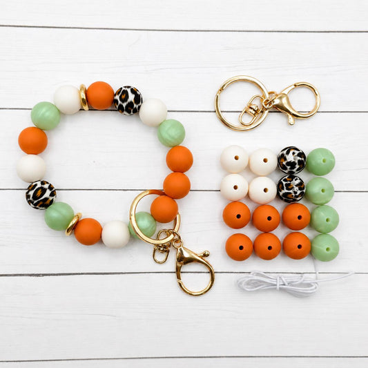 Desert Dune Wristlet DIY Kit, Beaded Keychain Wristlet Kit, Neutral Boho Wristlet Kit, DIY Bead Kit, Keychain Craft Kit Gift