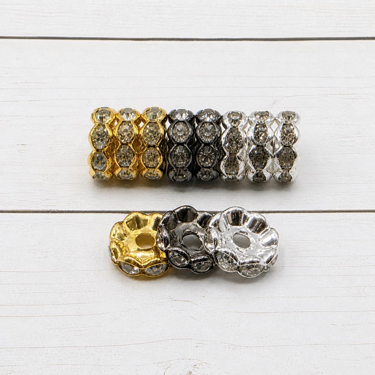 10mm Silver Rhinestone Spacers