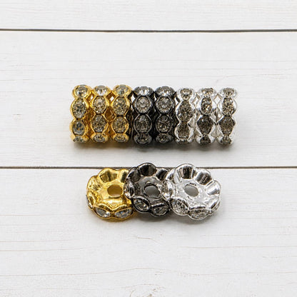 10mm Silver Rhinestone Spacers