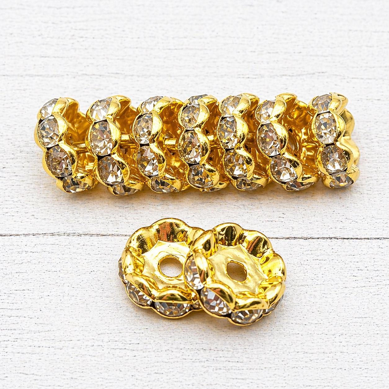 10mm Silver Rhinestone Spacers
