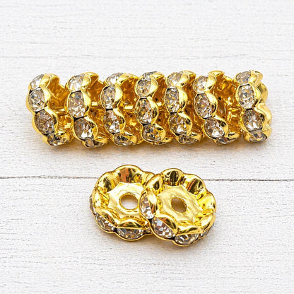 10mm Silver Rhinestone Spacers