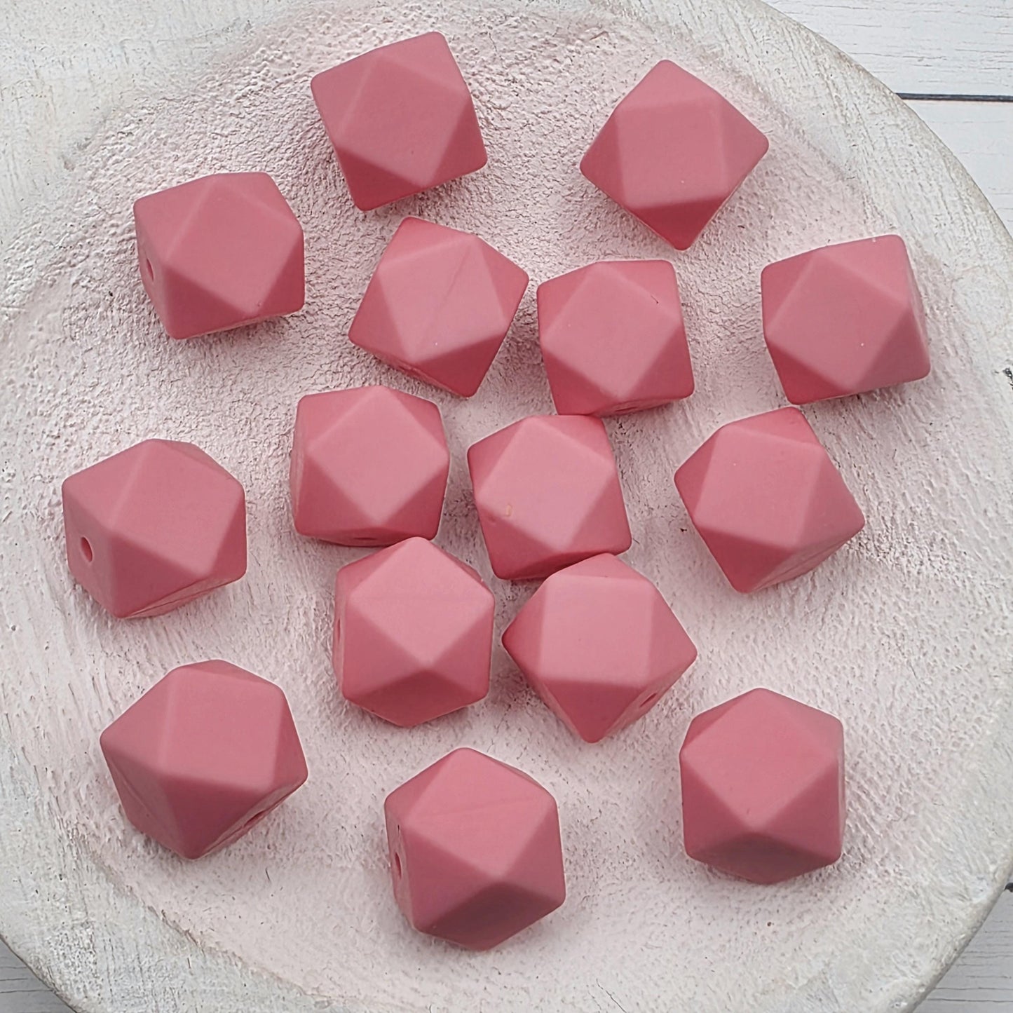 14mm Hexagon Silicone Beads, 10 Count, Bright & Pink Silicone Beads for Pens, Keychains and DIY Crafts
