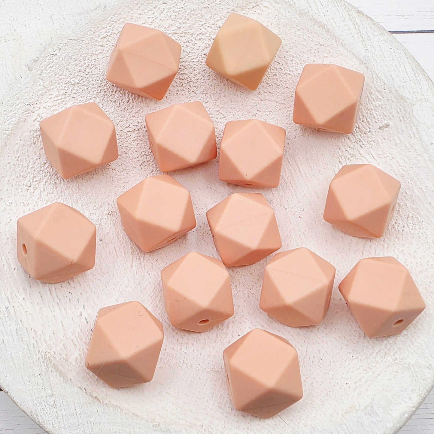 14mm Hexagon Silicone Beads, 10 Count, Neutral & Printed Silicone Beads for Pens, Keychains and DIY Crafts