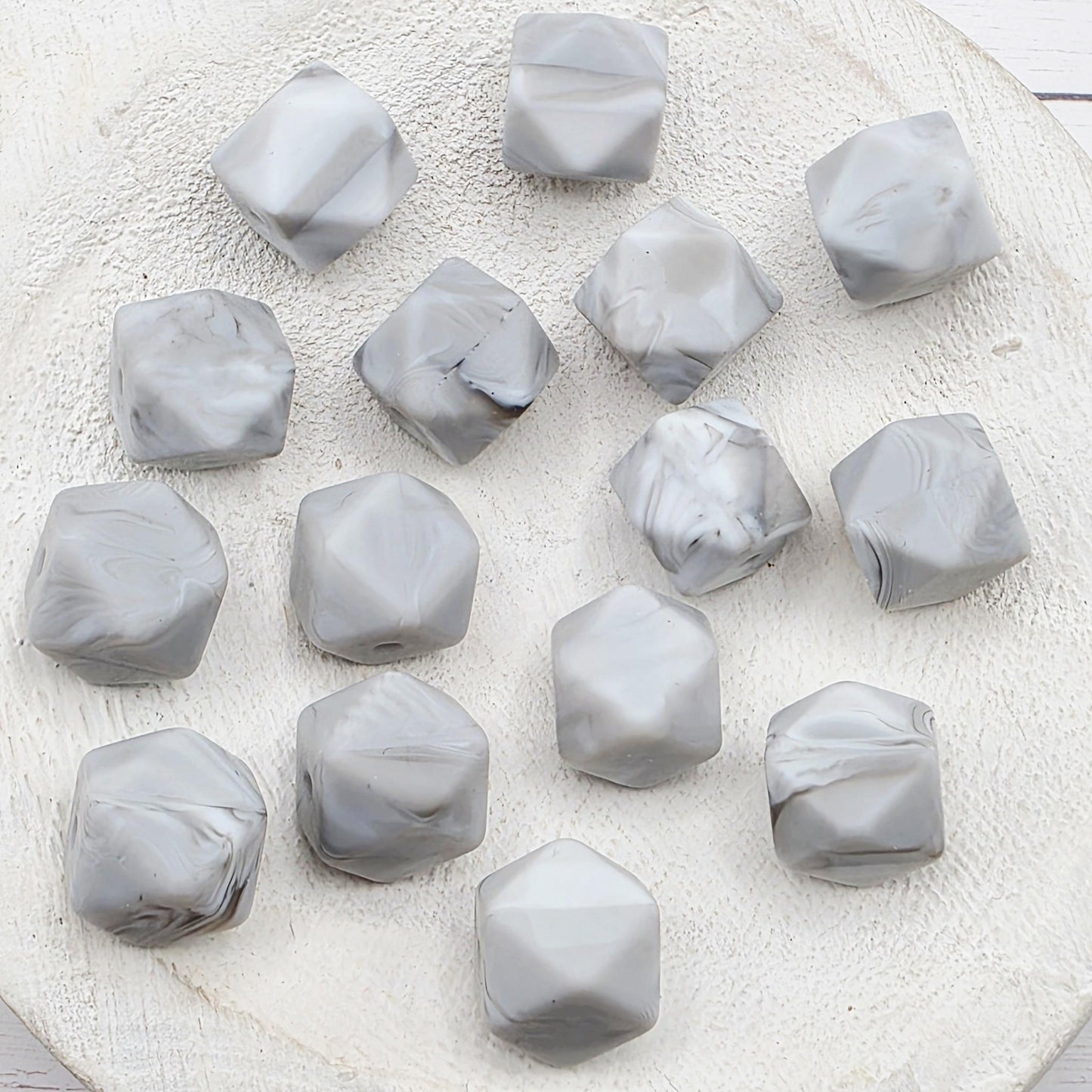 14mm Hexagon Silicone Beads, 10 Count, Neutral & Printed Silicone Beads for Pens, Keychains and DIY Crafts