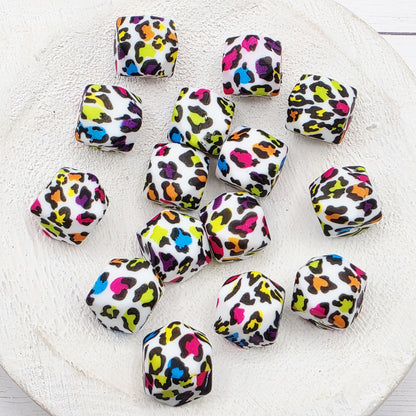 14mm Hexagon Silicone Beads, 10 Count, Neutral & Printed Silicone Beads for Pens, Keychains and DIY Crafts