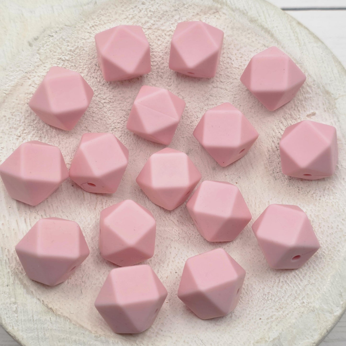14mm Hexagon Silicone Beads, 10 Count, Bright & Pink Silicone Beads for Pens, Keychains and DIY Crafts