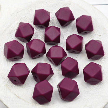 14mm Hexagon Silicone Beads, 10 Count, Bright & Pink Silicone Beads for Pens, Keychains and DIY Crafts