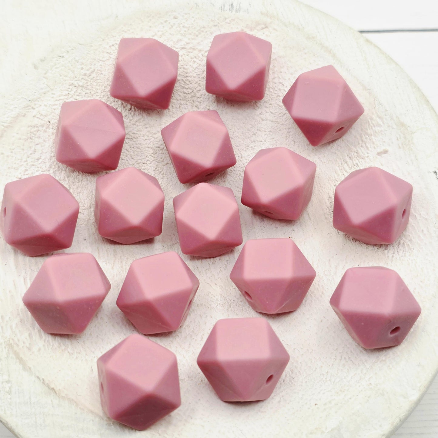 14mm Hexagon Silicone Beads, 10 Count, Bright & Pink Silicone Beads for Pens, Keychains and DIY Crafts