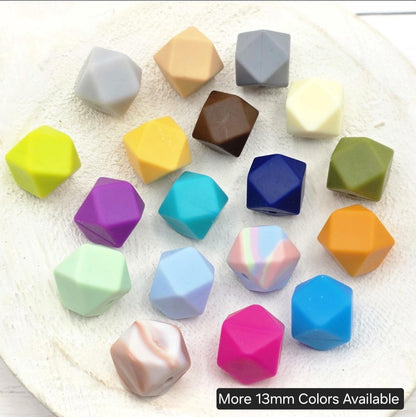 14mm Hexagon Silicone Beads, 10 Count, Neutral & Printed Silicone Beads for Pens, Keychains and DIY Crafts