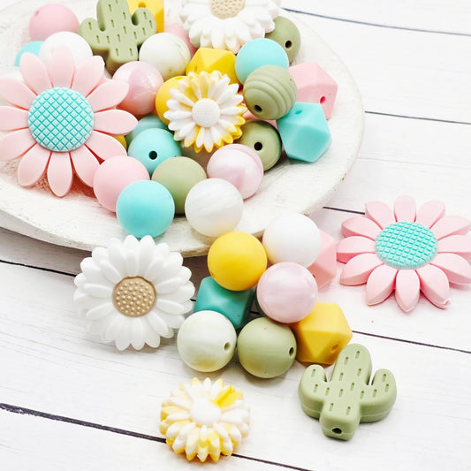 Desert Bloom Silicone Bead Mix ~ 15mm Set of 28 for Scribes & Keychains