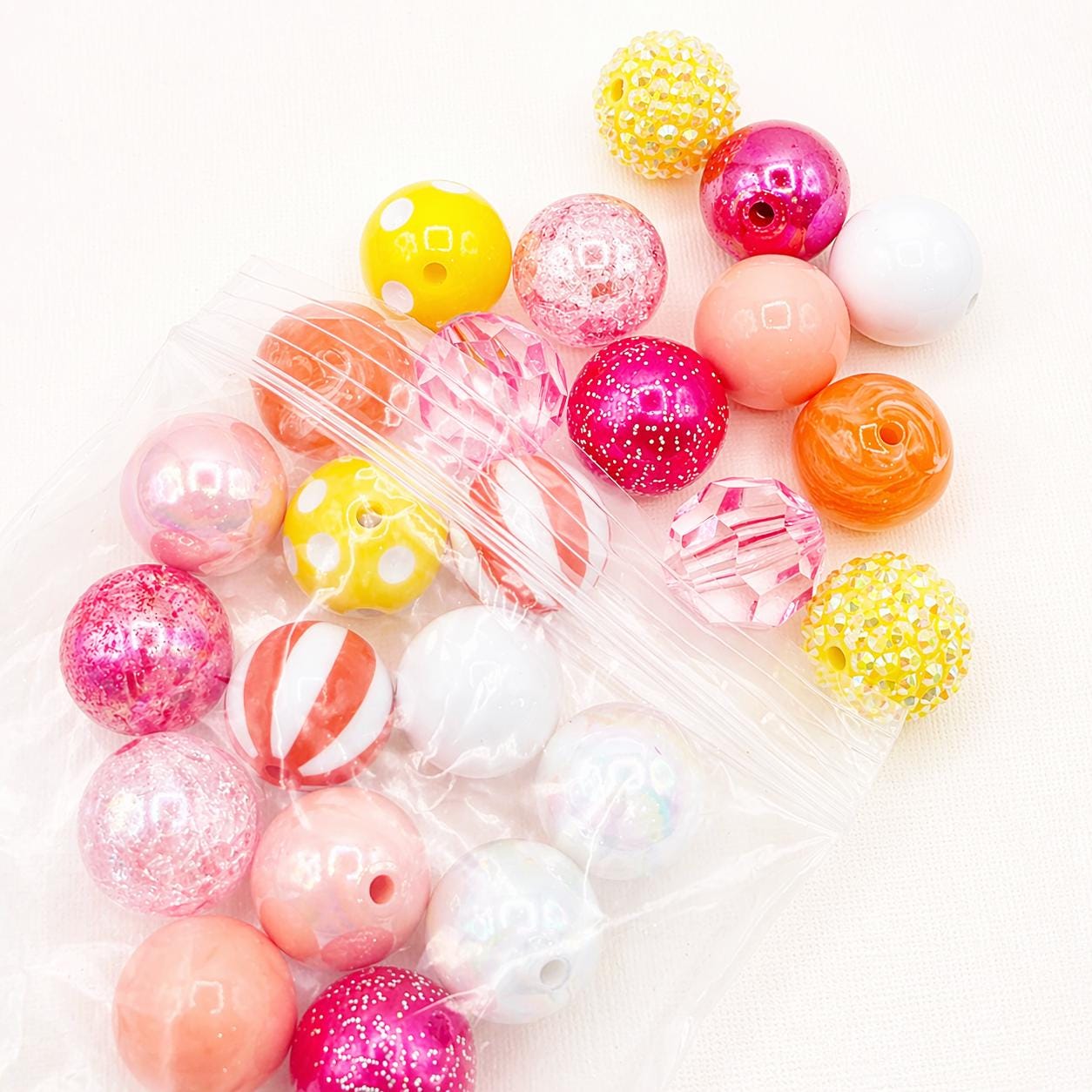 Citrus Crush 20mm Bubblegum Beads, Set of 24 Acrylic Beads, Bubble Gum Beads, Bubblegum Bead Mix, Bulk Beads, Wholesale
