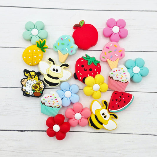 Summer Fun Silicone Focal Bead Mix, Focal Bead Mix, Assorted Silicone Focal Beads, BULK Focal Silicone Beads, Beadable Pens, Keychain