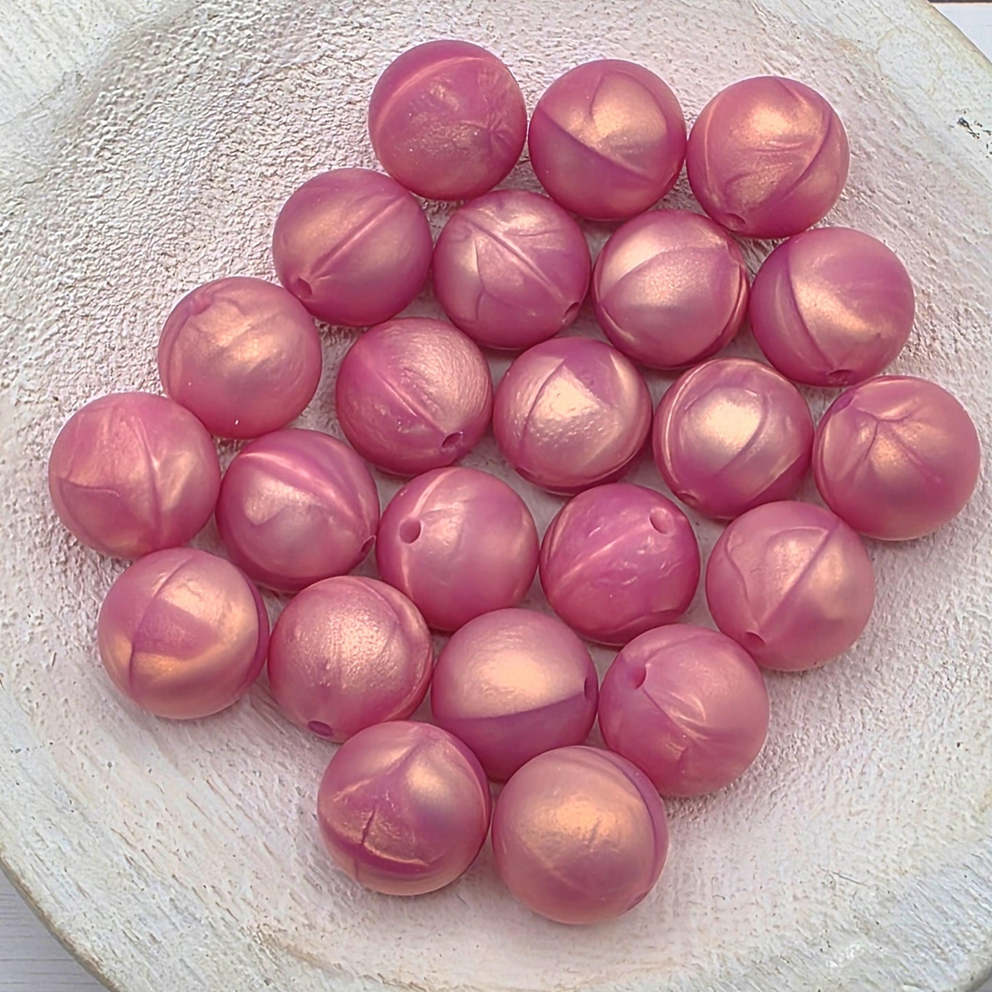 Rose Pearl 15mm Silicone Beads, 10 Count for Pens, Keychains, Jewelry Making & DIY Crafts