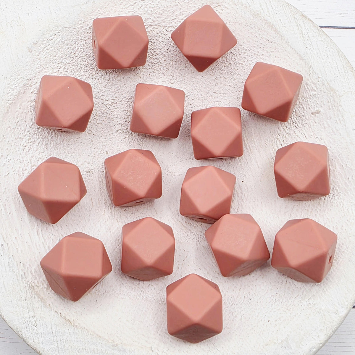 14mm Hexagon Silicone Beads, 10 Count, Bright & Pink Silicone Beads for Pens, Keychains and DIY Crafts