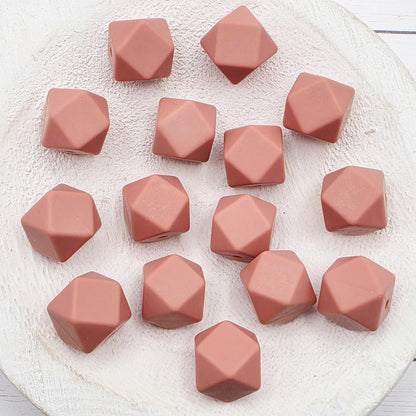 14mm Hexagon Silicone Beads, 10 Count, Bright & Pink Silicone Beads for Pens, Keychains and DIY Crafts
