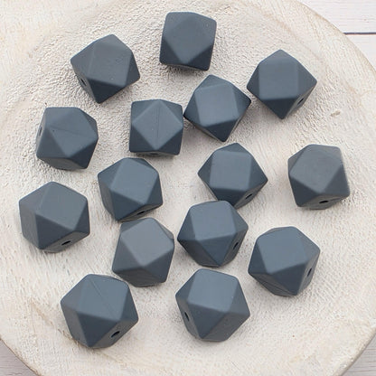 14mm Hexagon Silicone Beads, 10 Count, Neutral & Printed Silicone Beads for Pens, Keychains and DIY Crafts