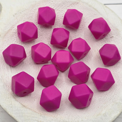 14mm Hexagon Silicone Beads, 10 Count, Bright & Pink Silicone Beads for Pens, Keychains and DIY Crafts