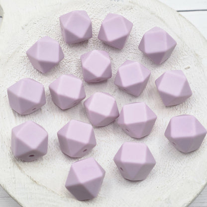 14mm Hexagon Silicone Beads, 10 Count, Bright & Pink Silicone Beads for Pens, Keychains and DIY Crafts