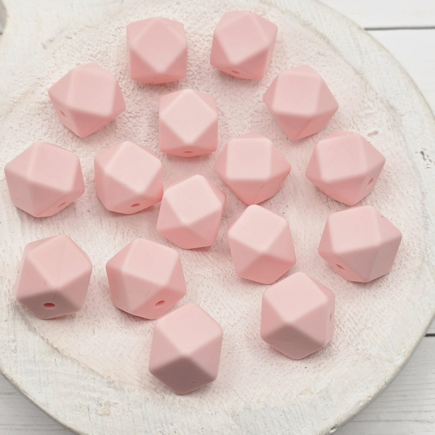 14mm Hexagon Silicone Beads, 10 Count, Bright & Pink Silicone Beads for Pens, Keychains and DIY Crafts