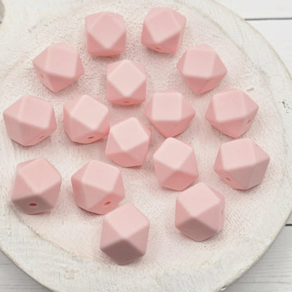 14mm Hexagon Silicone Beads, 10 Count, Bright & Pink Silicone Beads for Pens, Keychains and DIY Crafts