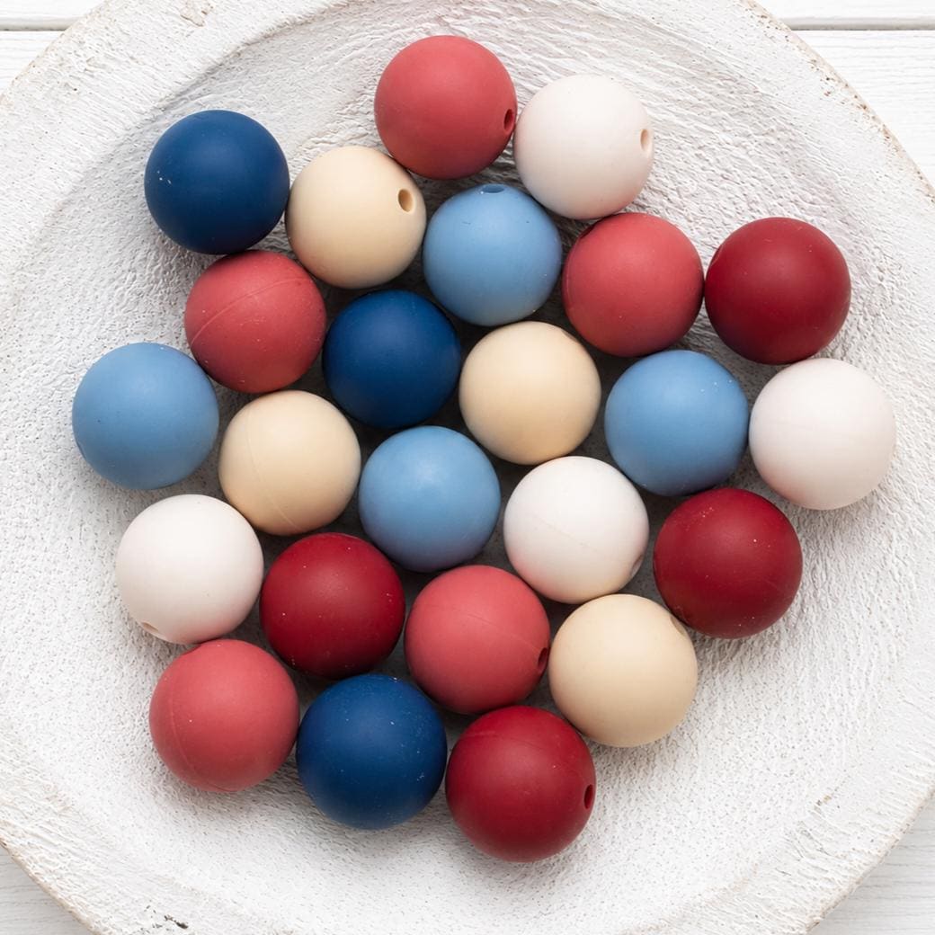 Patriotic Silicone Beads | Americana Bead Collection | Red White & Blue Beads
