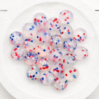 Patriotic Print Silicone Bead | 15mm Red White, Blue Bead Silicone Beads, 10 count for DIY Keychain, Cookie Scribes, Necklace & Bracelet