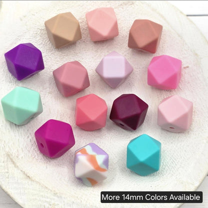 14mm Hexagon Silicone Beads, 10 Count, Neutral & Printed Silicone Beads for Pens, Keychains and DIY Crafts