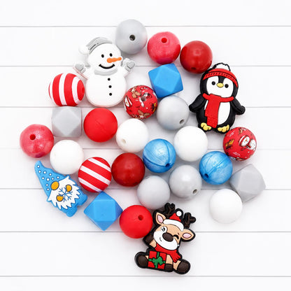 Snow Buddy Silicone Bead Mix, 15mm, 28 Count