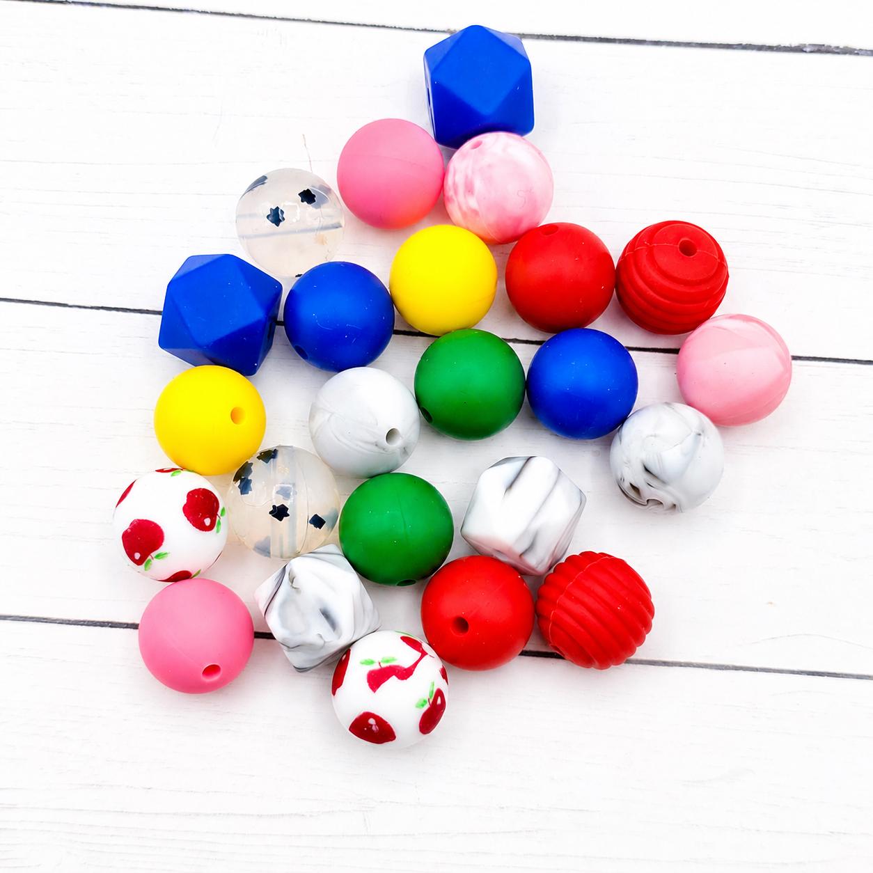 Classroom Crush Silicone Bead Mix, 15mm Set of 24 Teacher Beads for Pens Keychains Wristlets DIY Crafts