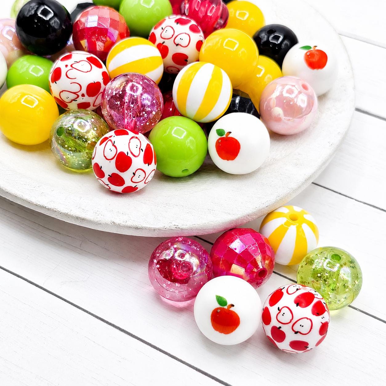 Teacher Era 20mm Bubblegum Bead Mix, Set of 24, Back to School Beads for DIY Pens, Keychains & Crafts