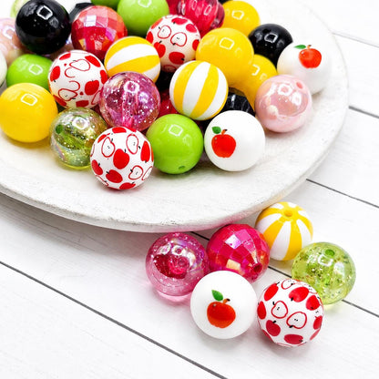 Teacher Era 20mm Bubblegum Bead Mix, Set of 24, Back to School Beads for DIY Pens, Keychains & Crafts
