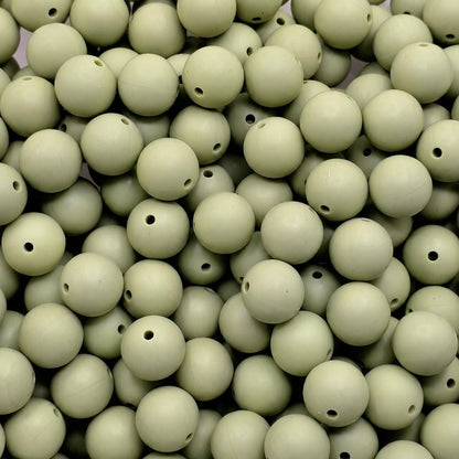 15mm Sage Silicone Beads, 10 Count, Silicone Beads for Pens, Keychains, Wristlets & DIY Crafts