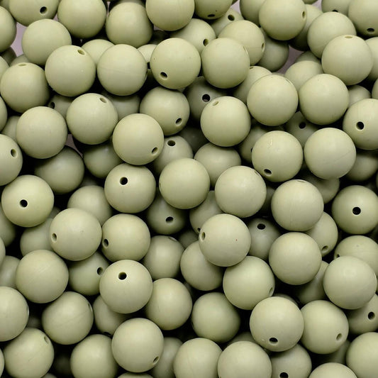 15mm Sage Silicone Beads, 10 Count, Silicone Beads for Pens, Keychains, Wristlets & DIY Crafts