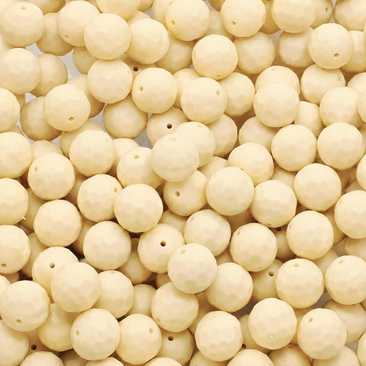 Vanilla Faceted 15mm Silicone Beads, 10 Count, Beadable Pen Supplies, Wristlet & Keychain Beads