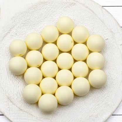 Pale Yellow Silicone Beads, 15mm, 10 Count, Beadable Pen, Keychain & Wristlet Craft Supplies