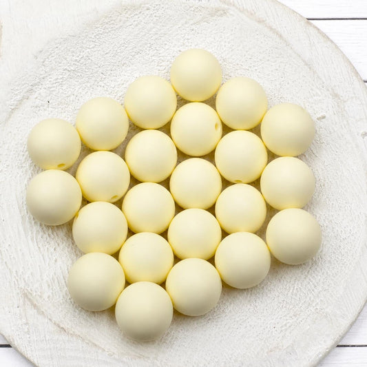 Pale Yellow Silicone Beads, 15mm, 10 Count, Beadable Pen, Keychain & Wristlet Craft Supplies