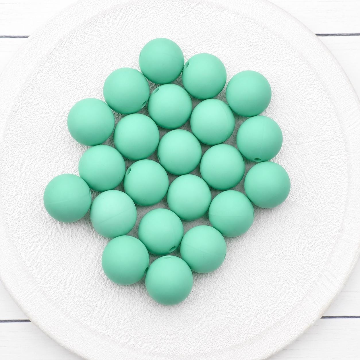 Mint 15mm Silicone Beads, 10 Count, Beadable Pen Beads, Silicone Beads for Keychains, Wristlets, DIY Crafts