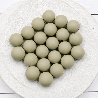 15mm Sage Silicone Beads, 10 Count, Silicone Beads for Pens, Keychains, Wristlets & DIY Crafts