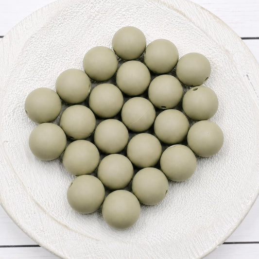 15mm Sage Silicone Beads, 10 Count, Silicone Beads for Pens, Keychains, Wristlets & DIY Crafts