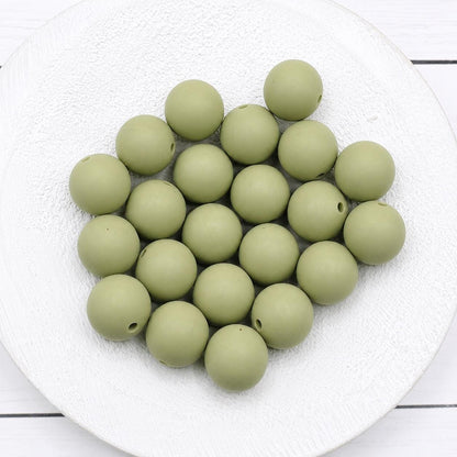 Matcha Green Silicone Beads, 15mm, 10 Count, Keychain, Wristlet & Beadable Pen Craft Supplies