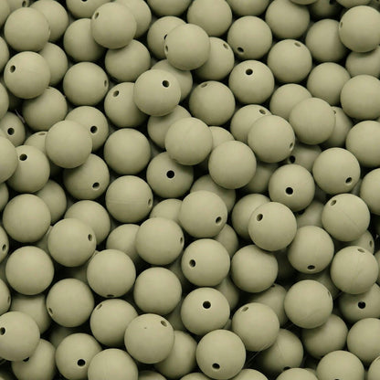 Matcha Green Silicone Beads, 15mm, 10 Count, Keychain, Wristlet & Beadable Pen Craft Supplies