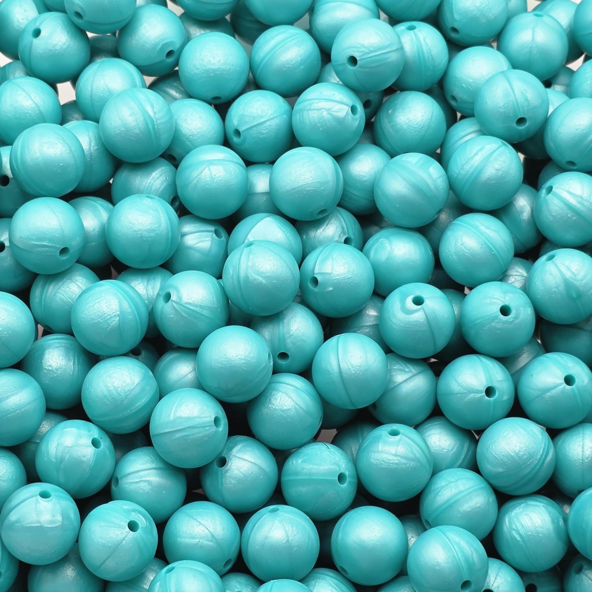 Lake Blue Pearl 15mm Silicone Beads, 10 Count, Beadable Pen Beads, Silicone Beads for Keychains, Wristlets, DIY Crafts
